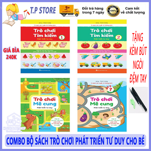 COMBO Bộ 4 Sách Trò Chơi Rèn Luyện Trí Thông Minh - Bộ Sách Trò Chơi Mê Cung và Trò Chơi Tìm Kiếm Phát Triển Tư Duy Cho Trẻ Em 2-6 Tuổi