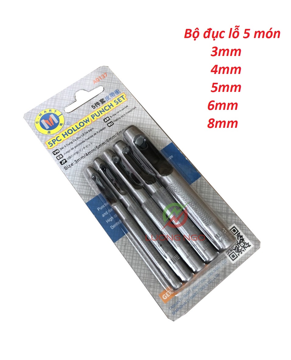 Dụng cụ đột lỗ chất lượng cao 5 món c-mart a0137