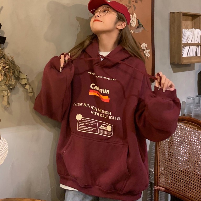 Áo hoodie nữ form rông Áo nỉ nữ form rộng có mũ dây rút unisex form rộng thời trang hàn quốc ulzzang hàn quốc