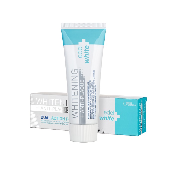 kem đánh răng Edelwhite Anti-Plaque +Whitening Thụy sĩ - giúp trắng răng, ngừa cao răng