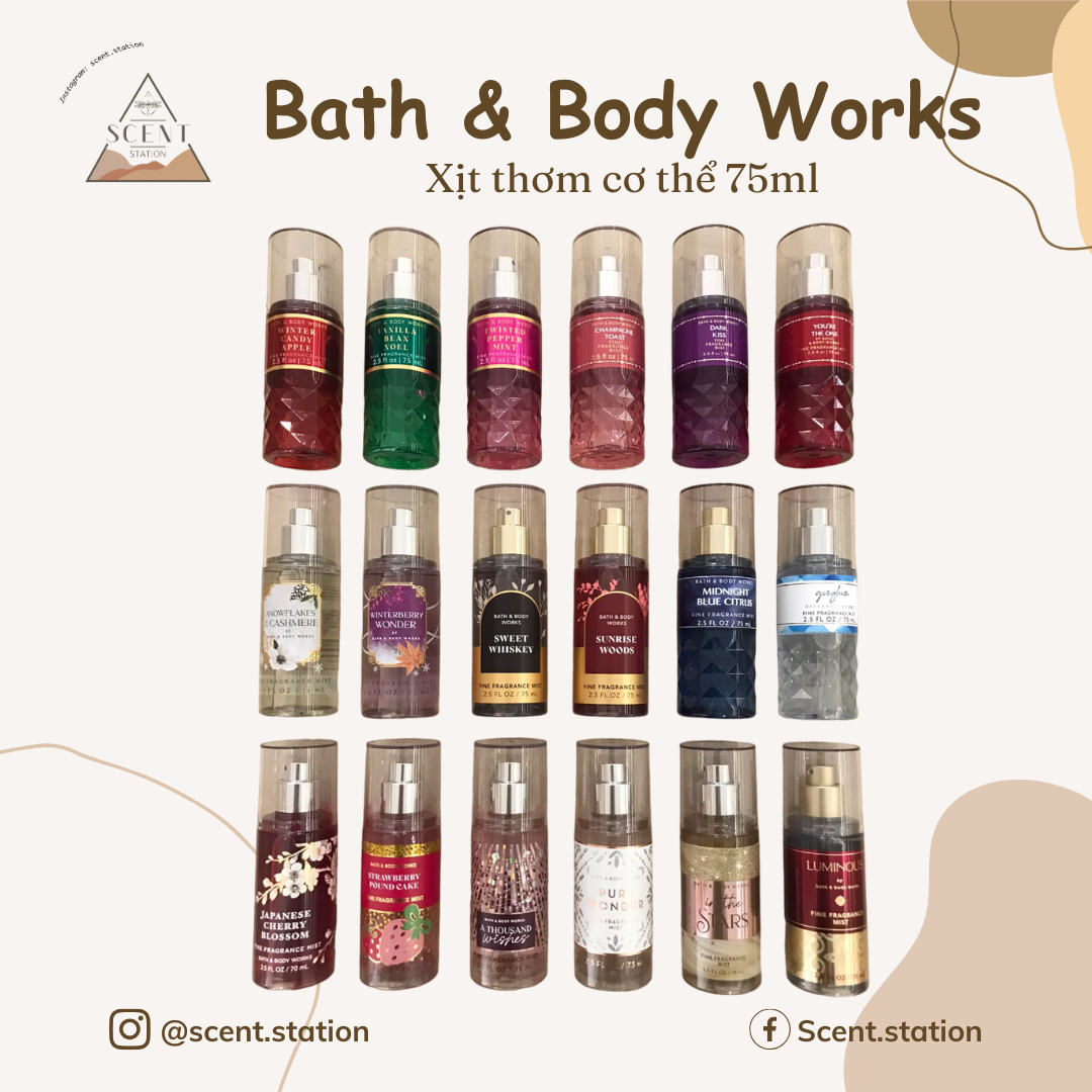 [Scent Station] Xịt thơm cơ thể Body Mist Travel Size Bath & Body Works 75ml