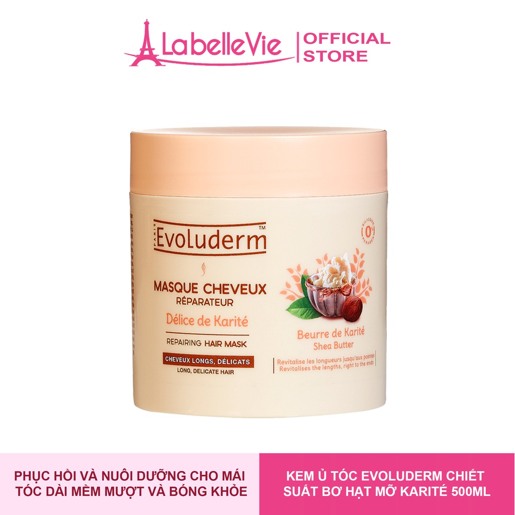 Kem ủ tóc Evoluderm chiết xuất bơ hạt mỡ giúp nuôi dưỡng tóc, cho mái tóc dài óng mượt 500ml