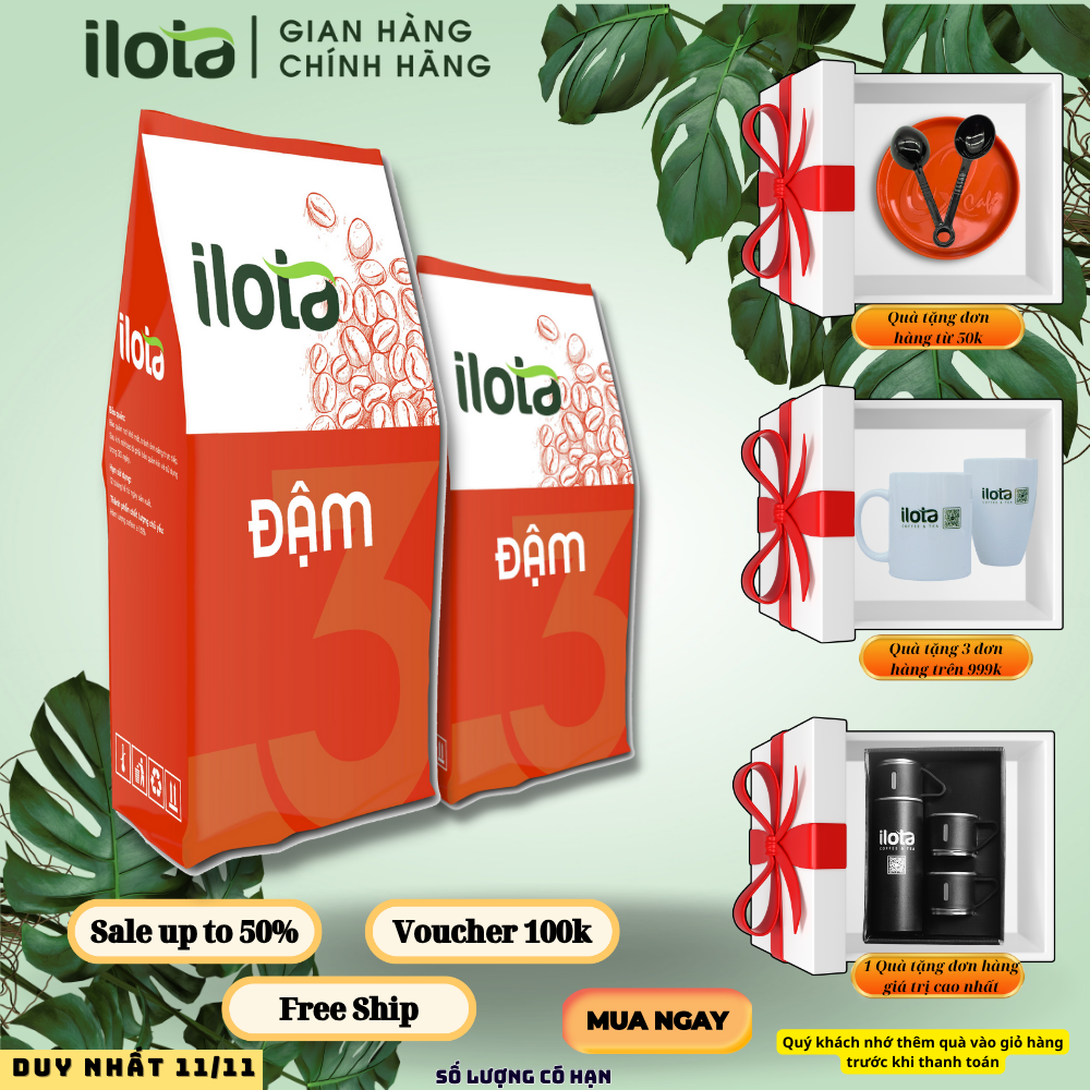 Cà phê đậm rang xay nguyên chất rang mộc pha phin ilota 3 cafe phin cà phê truyền thống 20 arabica 80 robusta coffee