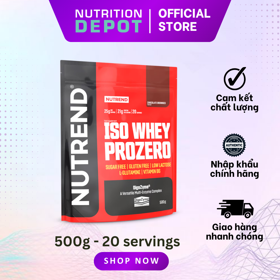 Whey Isolate cao cấp bổ sung đạm protein - Nutrend Whey Protein Isolate Iso Prozero Túi 500g - Nutrition Depot Vietnam