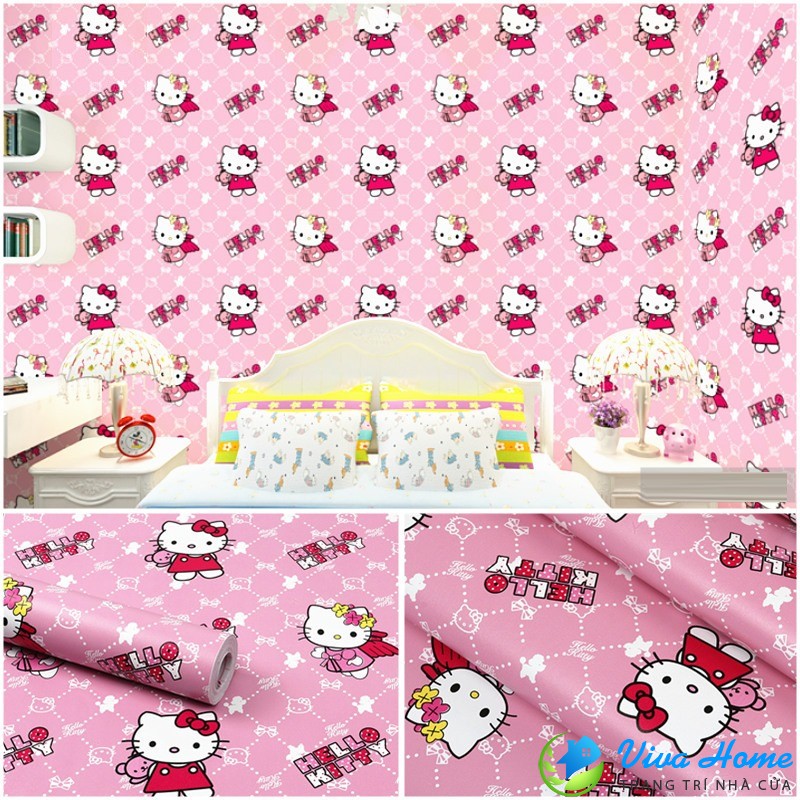 10m giấy dán tường kiity chữ - có sẵn keo, khổ 45cm - giấy dán tường phòng khách, phòng ngủ, phòng cho bé