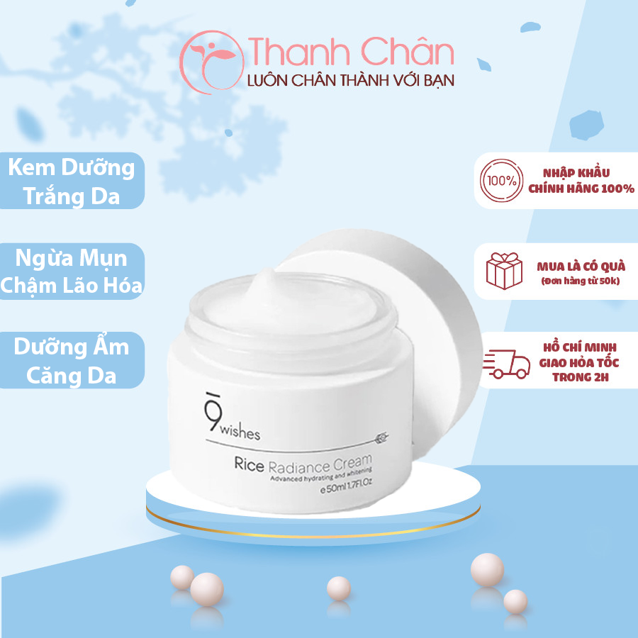 Kem dưỡng 9 wishes từ gạo dưỡng ẩm trắng da, chống lão hoá 9 wishes rice radiance cream 50ml