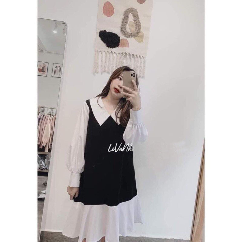 Váy đầm đuôi cá cổ sơ mi dáng xinh