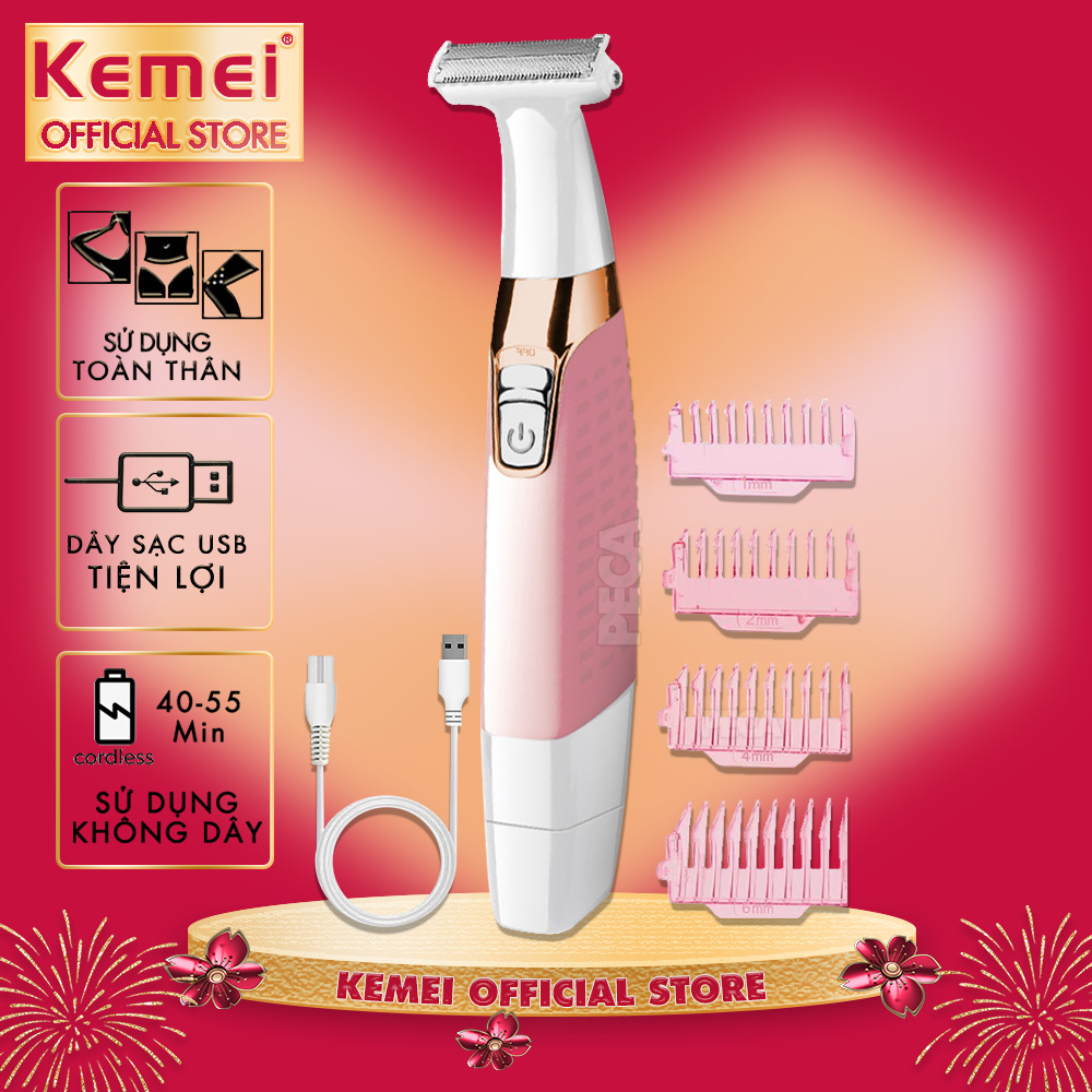Máy tẩy lông Kemei KM-1900 chuyên dùng cạo lông toàn thân, bikini sử dụng pin sạc tiện lợi - Hàng chính hãng
