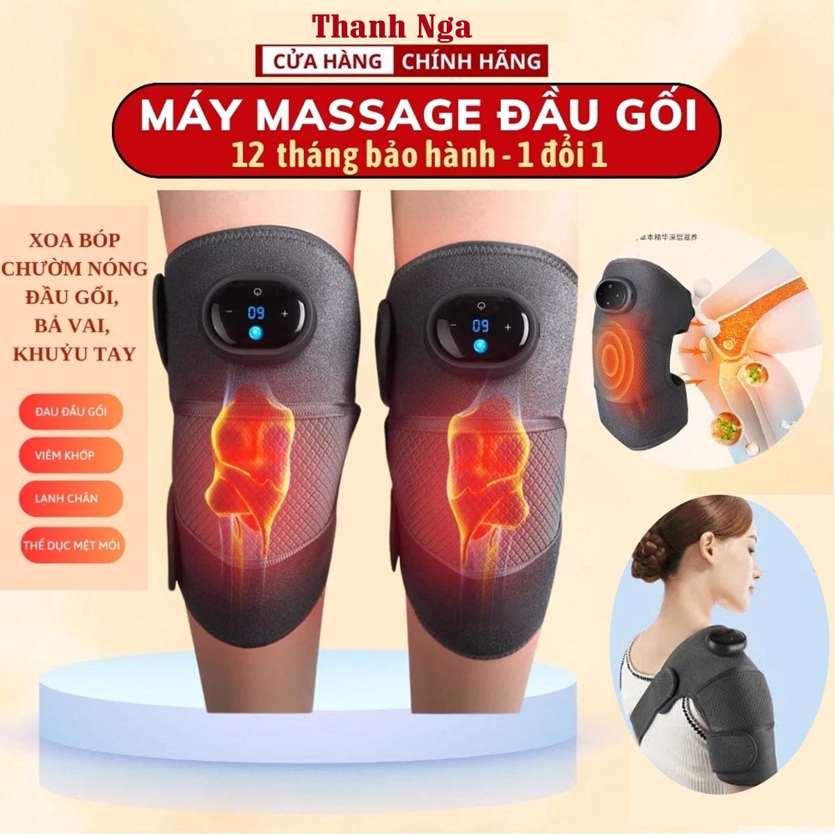 Máy massage đầu gối không dây đai quấn nóng đầu gối rung 3D kết hợp chườm nóng thảo dược giúp giảm đau khớp gối bả vai khô khớp tê bì chân tay hiệu quả