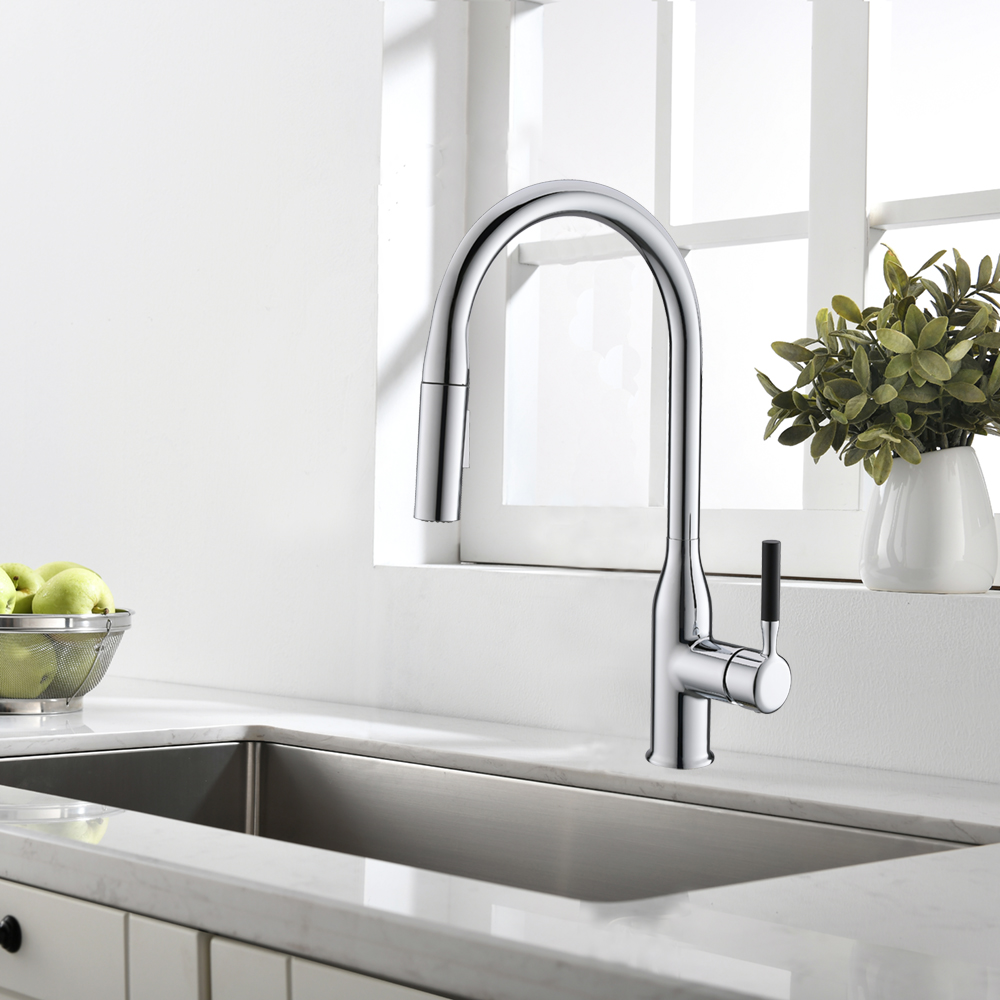 [HÀNG CAO CẤP] Vòi rửa bát nóng lạnh dây rút KOBESI, đồng mạ crom cao cấp, sáng bóng. dây rút kéo dài tiện lợi dễ dáng sử dụng, tặng kèm 3 dây cấp nước 80K, bảo hành 2 năm