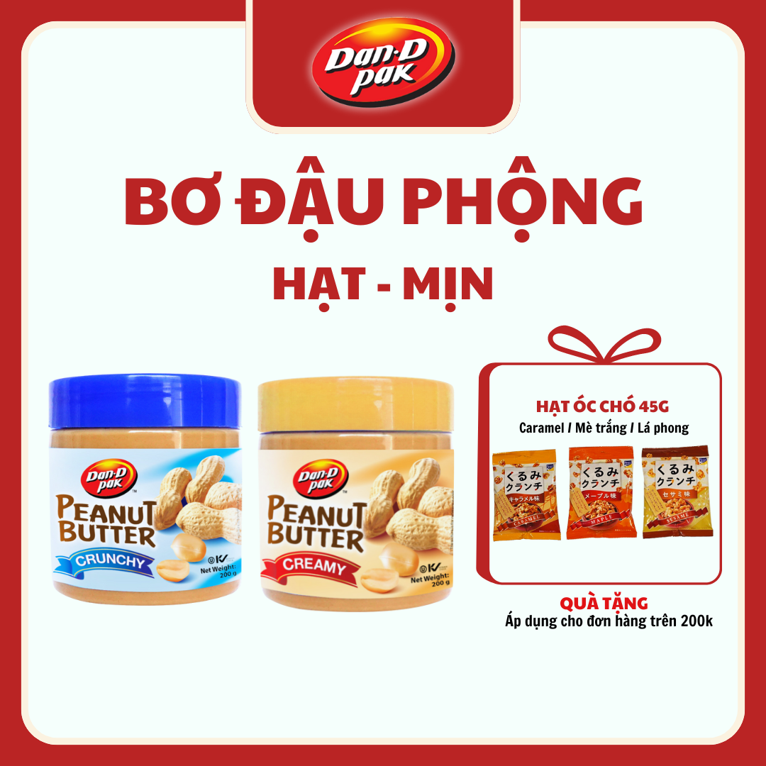 Combo 2 bơ đậu phộng mịn và hạt 200g dan d pak