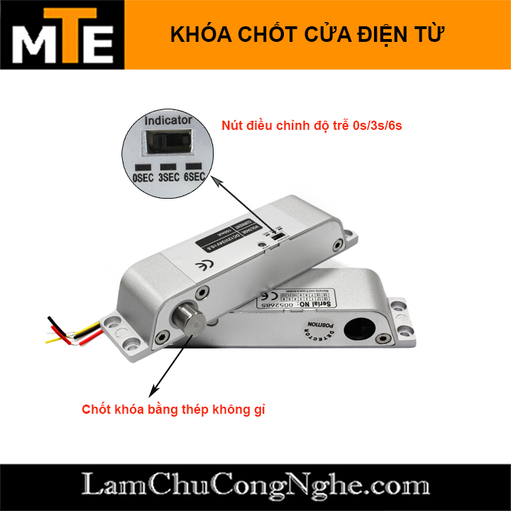Khóa chốt rơi 12V/24V chốt khóa điện từ gắn của gỗ, nhôm, nhựa độ trễ 0s, 3s, 6s