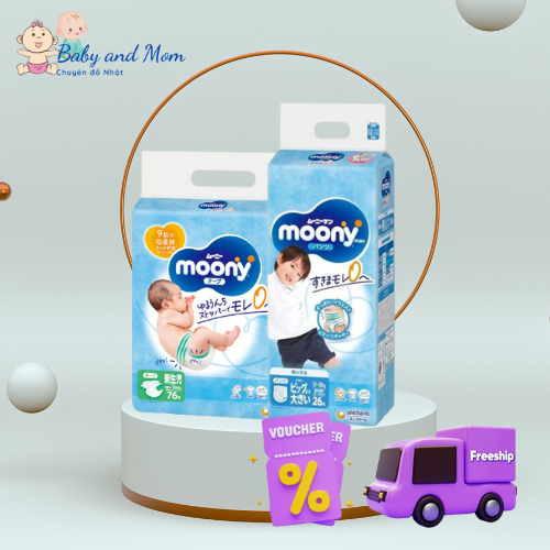 [QUÀ 15K][VOUCHER 18K ]Tã Bỉm MOONY XANH TIÊU CHUẨN Nội Địa Nhật NB90/S84/M64/M58/L54/L44/XL38 Baby and Mom