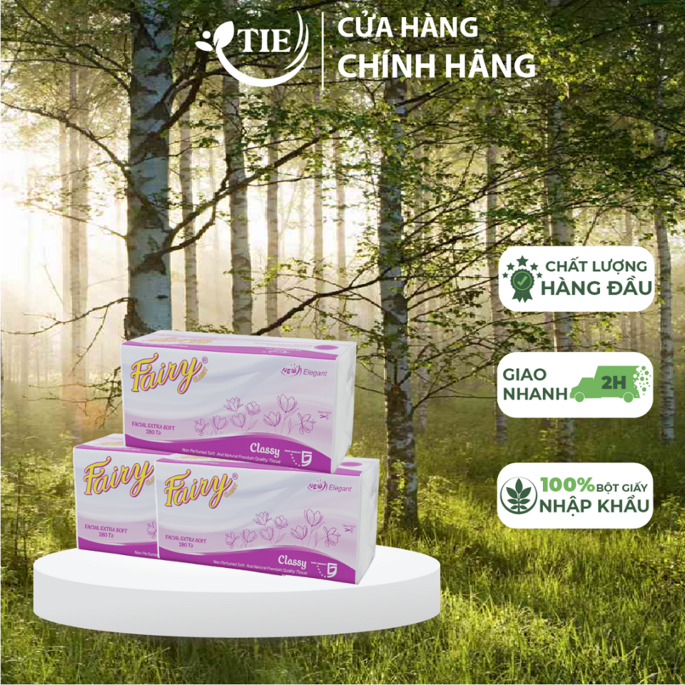 Combo 3 gói khăn giấy rút fairy hồng 280 tờ 2 lớp classy x3