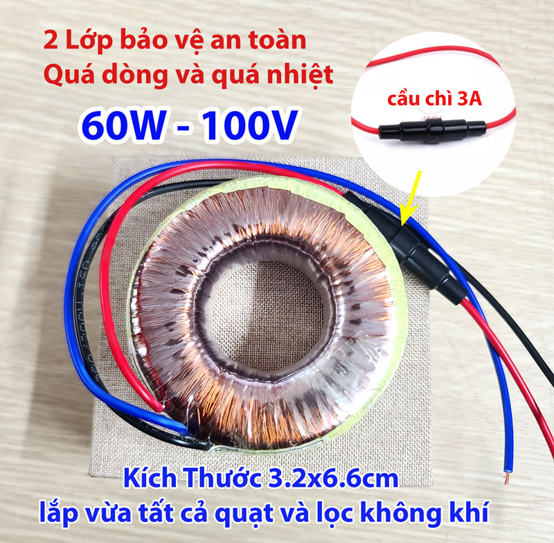 60w/100v biến áp đổi nguồn 100v gắn trong cho quạt nhật 100% dây đồng - chính hãng hợp long
