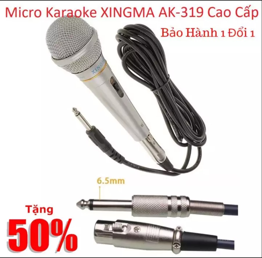 Bán micro có dây xịn - Micro Karaoke XINGMA AK-319 - Âm Bass Êm Bắt Âm Tốt, Chống Hú, Chống Rè, Loại Bỏ Tạp Âm, Dây Nối Dài Linh Hoạt Khi Sử Dụng,bảo hành 12 tháng