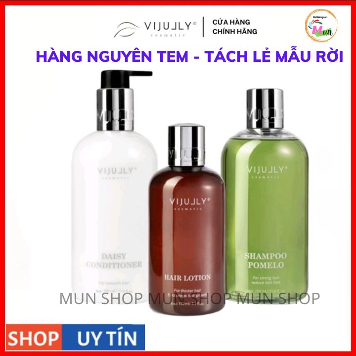 Combo Vi Jully 3in1 Dầu Gội - Dâu Xã - Dầu Xịt tinh dầu bưởi nguyên chất 100% (Vi Jully)