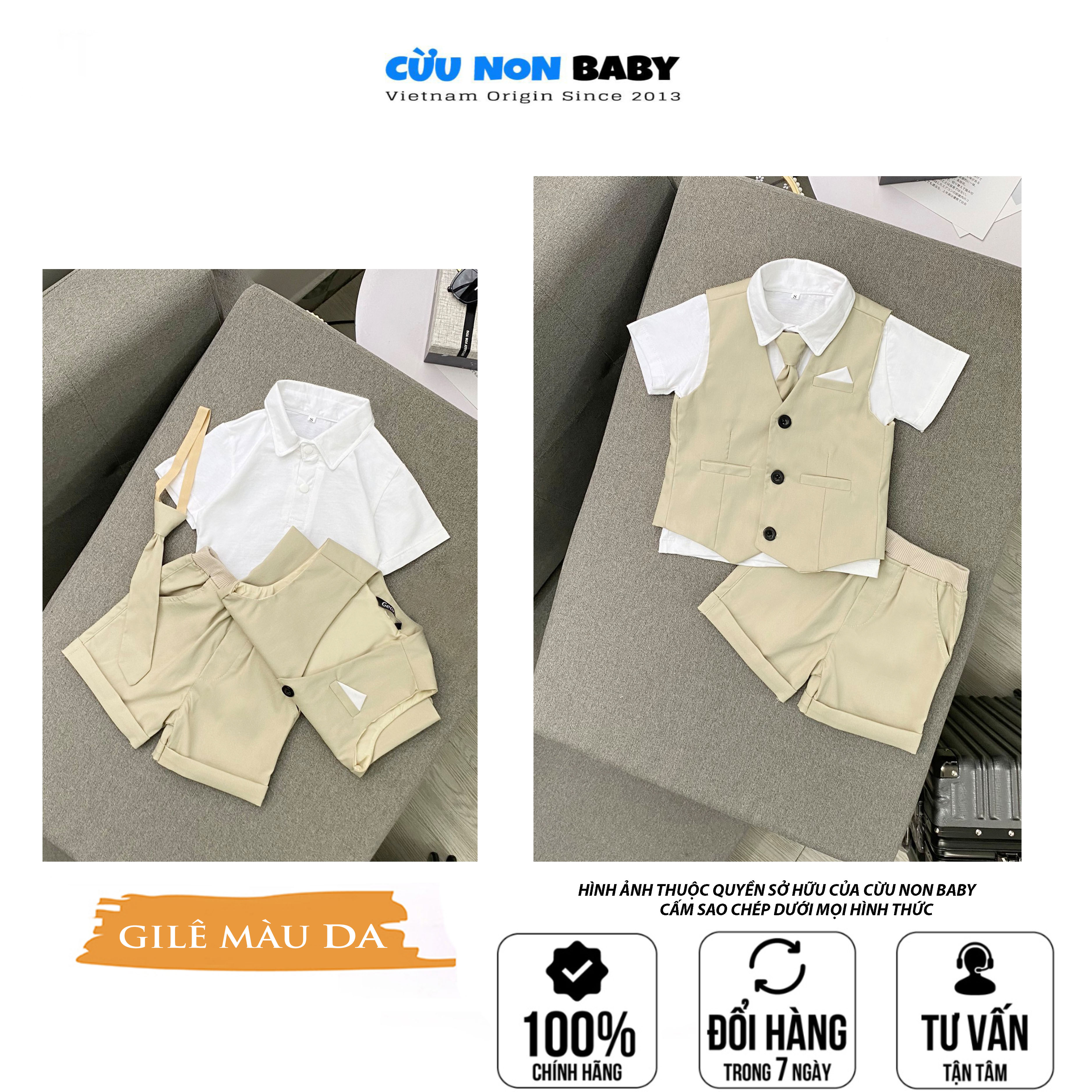 [Ảnh Thật] Bộ Vest GhiLe Bé Trai Công Tử Bạc Liêu Sang Chảnh - Chất liệu Kaki Thun co giãn- TẶNG Áo Thun cổ sơ mi mặc trong giá 69k. Màu Da