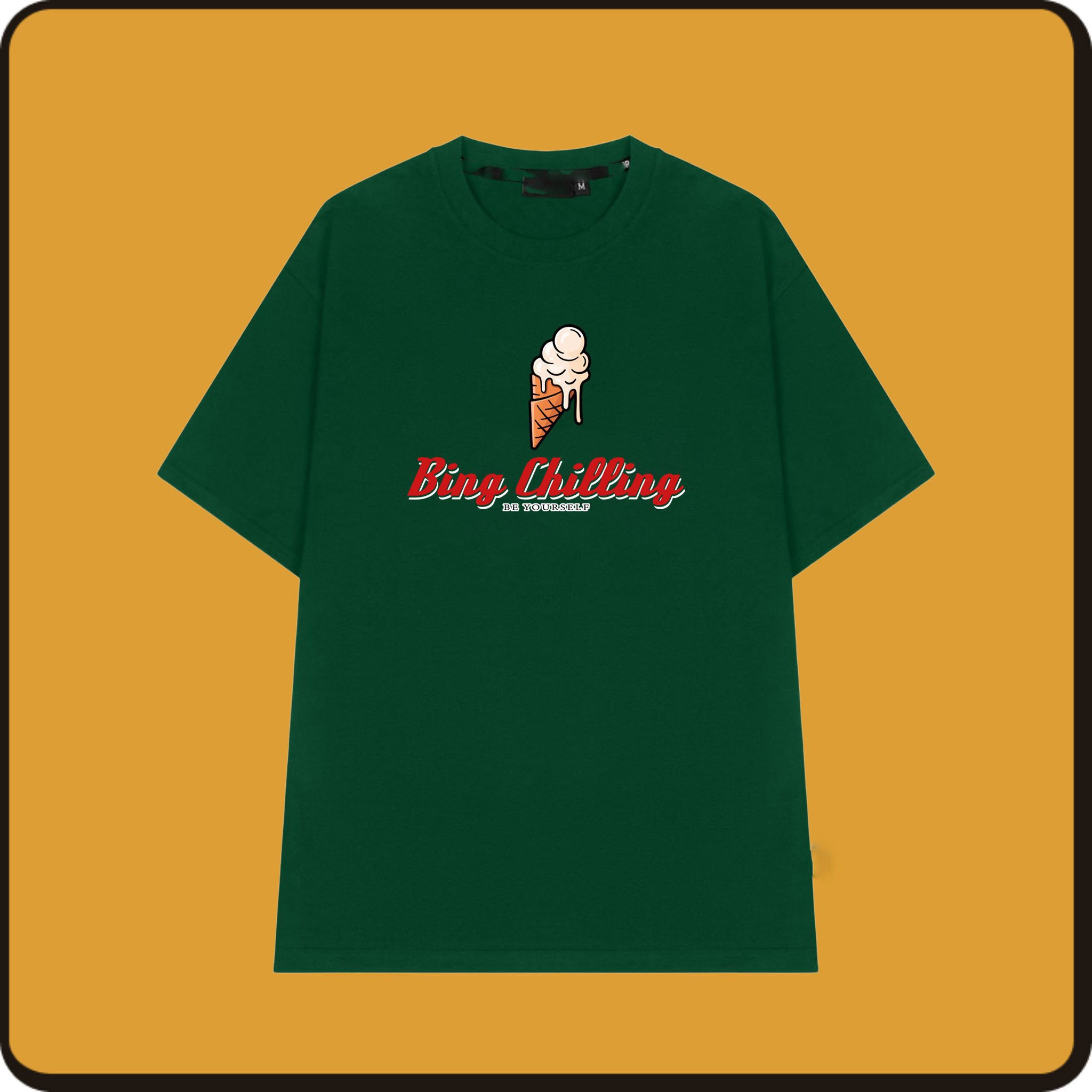Áo thun tay lở unisex form rộng in chữ BING CHILLING thời trang cực chất, năng động phong cách