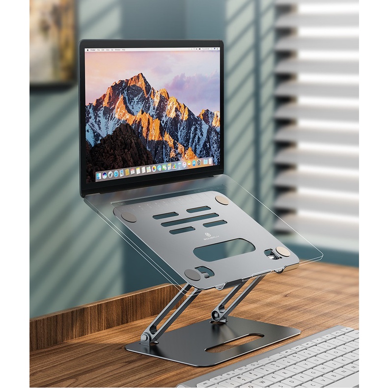 P43 - Giá đỡ để laptop stand notebook Macbook máy tính xách tay hợp bằng kim nhôm có thể tháo rời kiêm tản nhiệt.