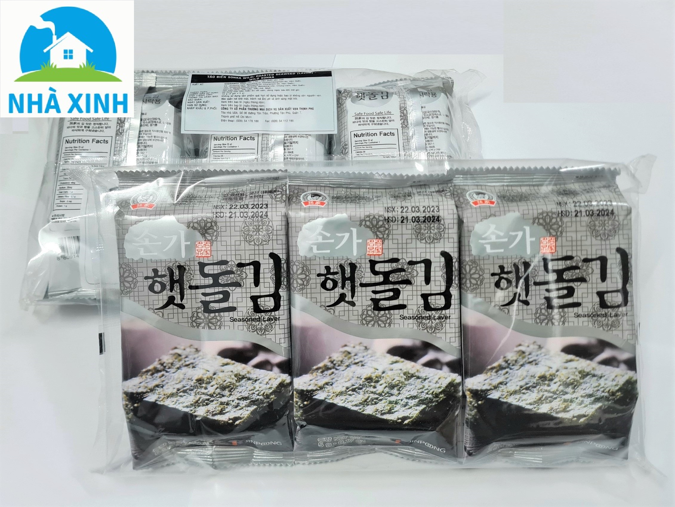 Lốc 3 gói Tảo biển ăn liền Sonka Wild Godbawee Hàn Quốc 5g gói