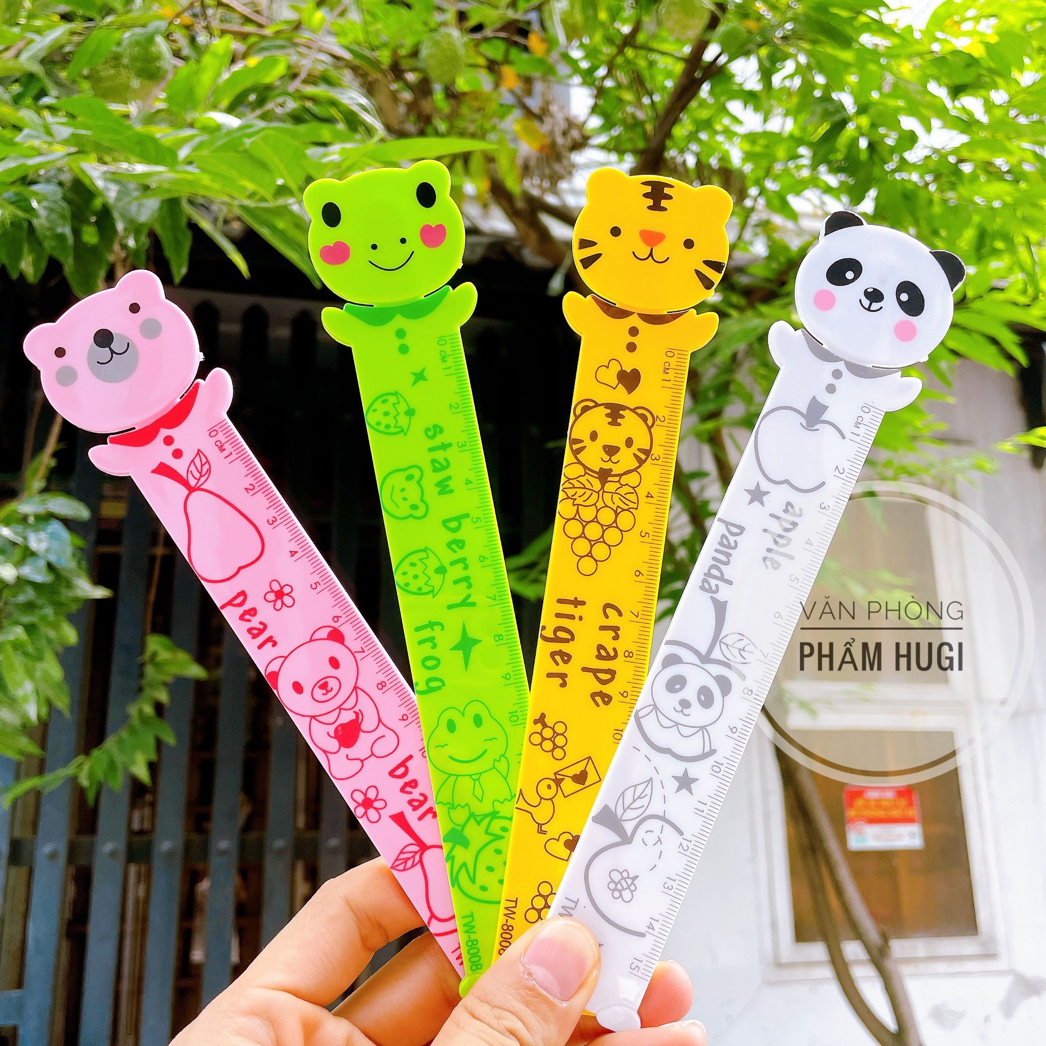 Thước kẻ nhựa cứng hình thú dễ thương 15cm