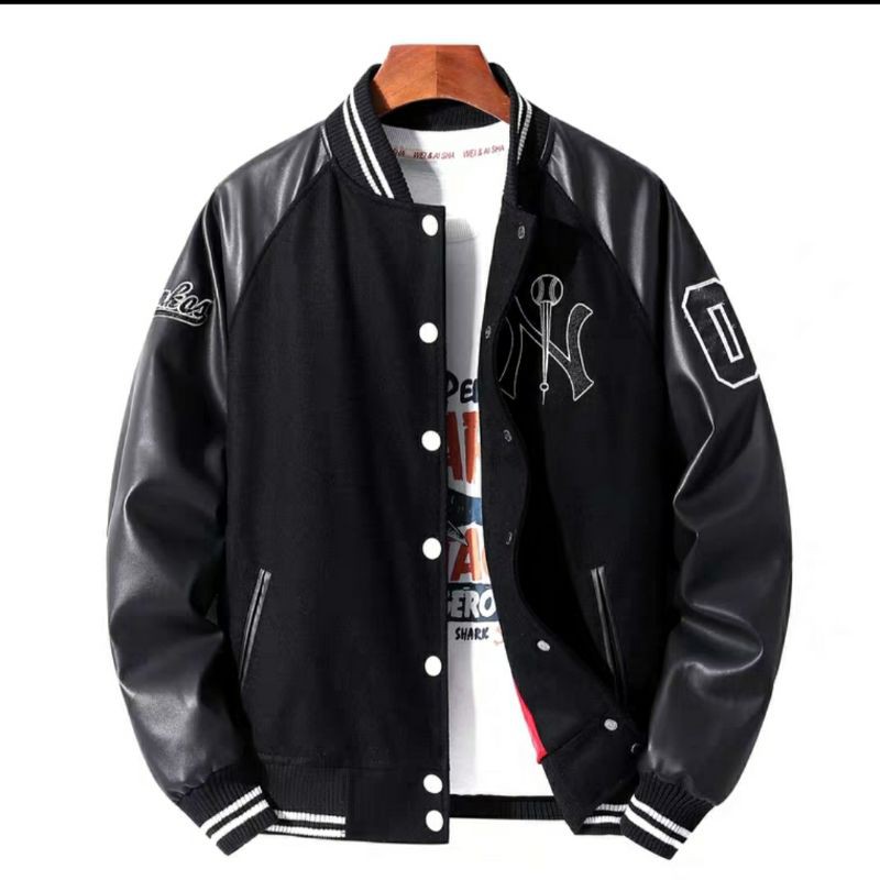 Áo khoác bomber ny tay da số 03 nam nữ