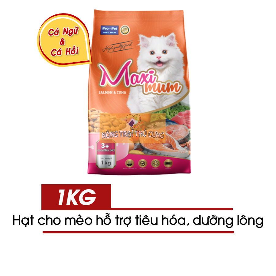 Thức ăn hạt cho mèo maximum 1kg vị cá ngừ cá hồi -