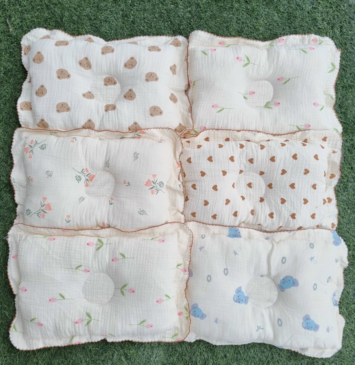 Gối xô muslin cho bé sơ sinh, gối bông lõm xô cao cấp GX5