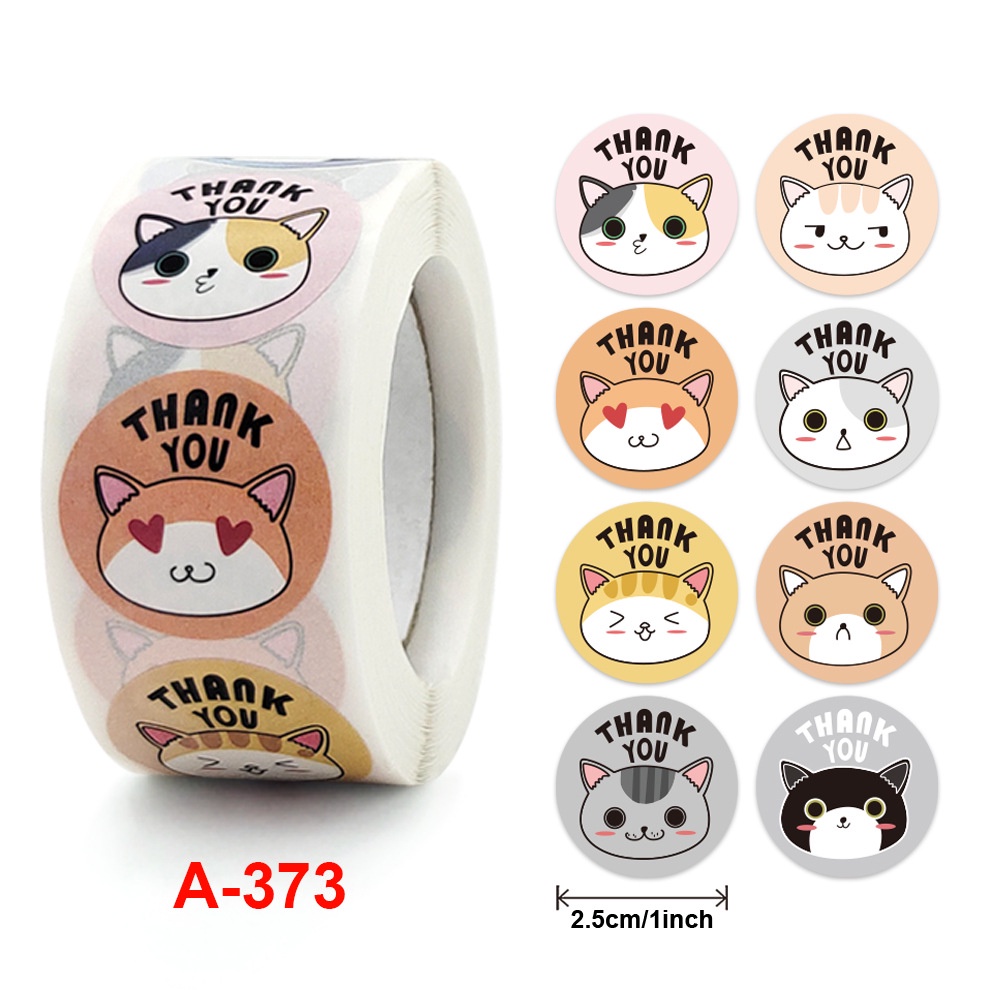 Cuộn 500 tem sticker thank you dễ thương 25mm bst a4