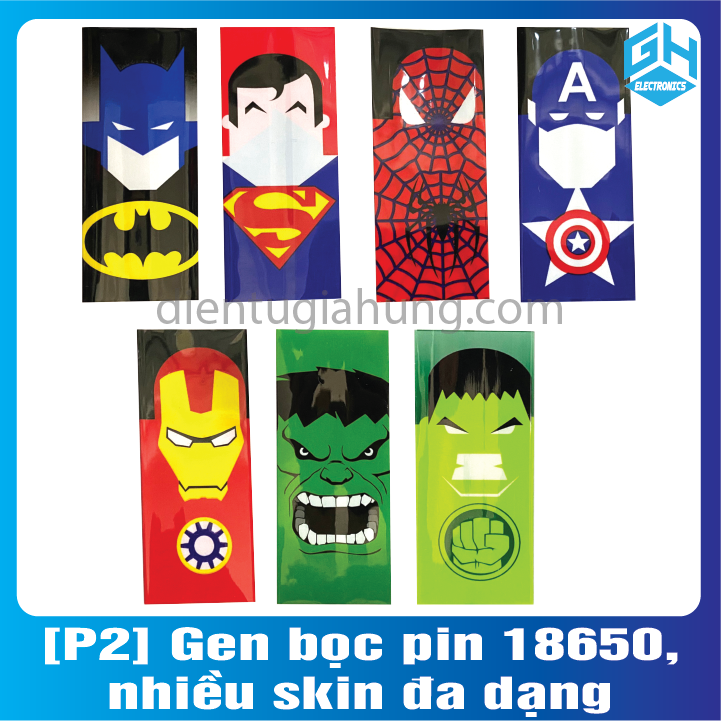 Gen bọc pin 18650, nhiều skin đa dạng