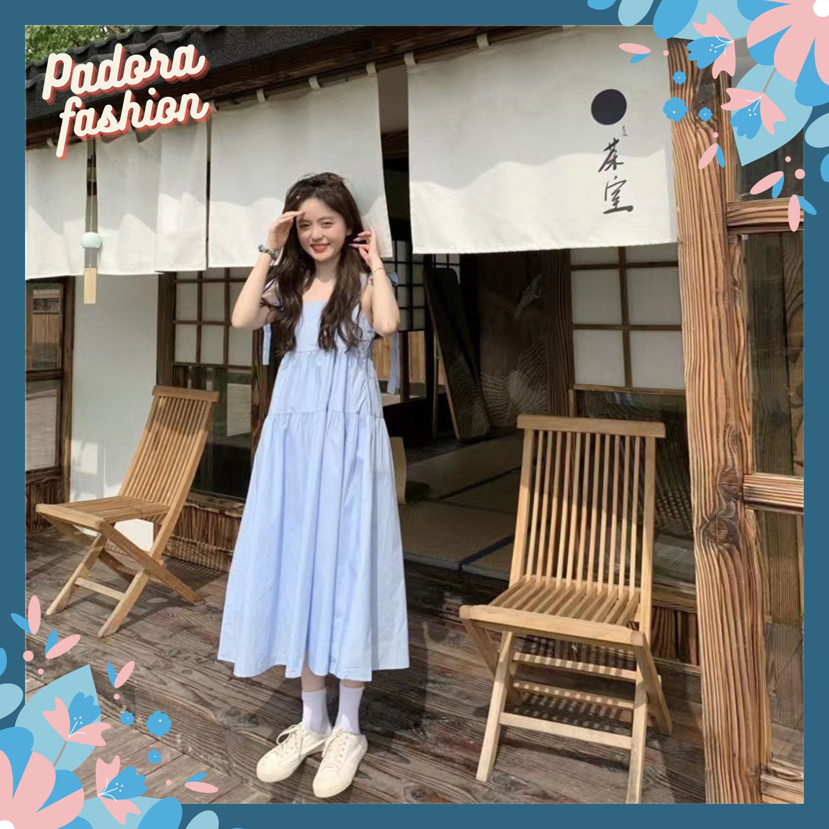 Đầm 2 dây babydoll kiểu dáng hàn quốc,váy maxi đi biển dáng dài duyên dáng Padora-V133