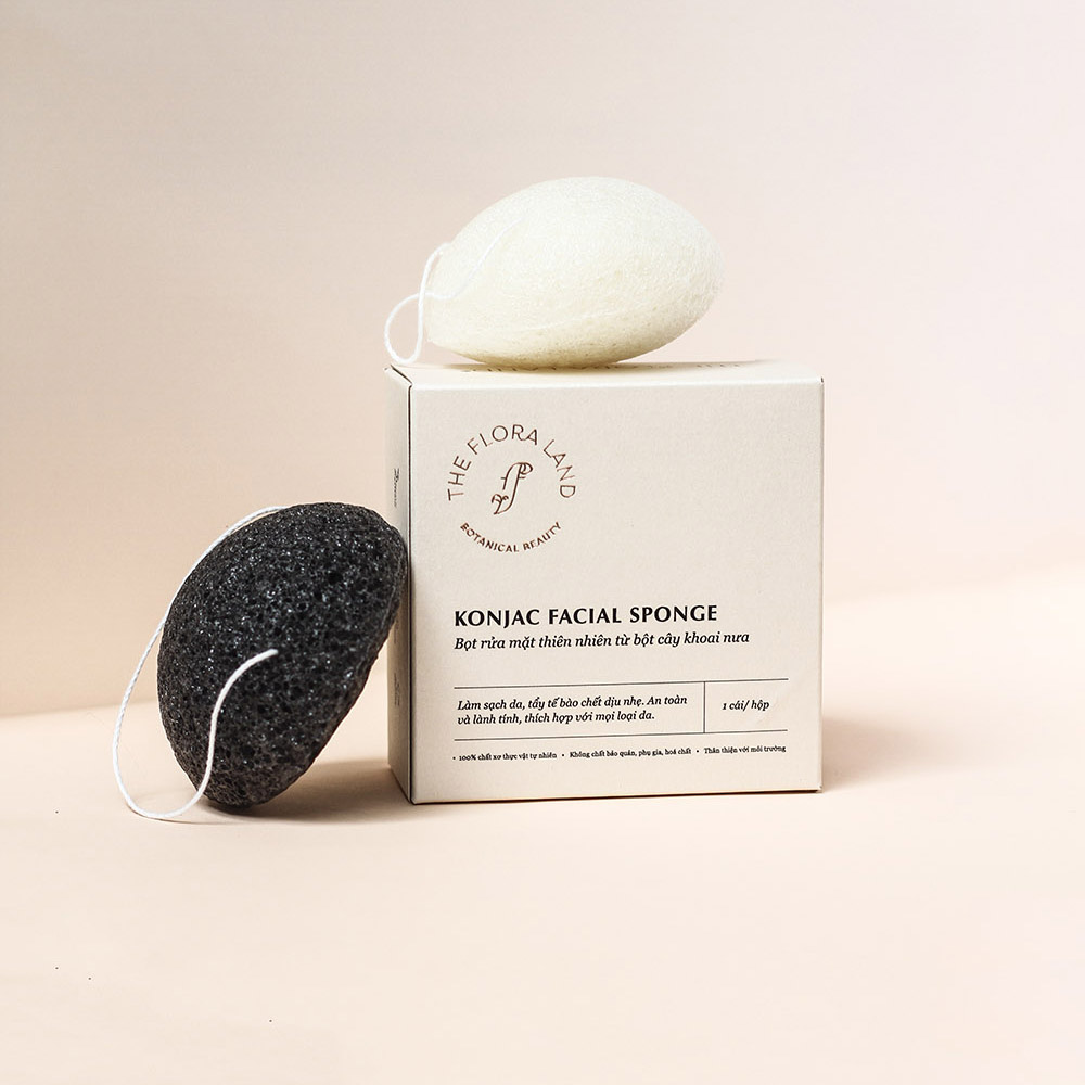 Bọt biển rửa mặt siêu mềm, dịu nhẹ cho da konjac facial sponge – the flora land