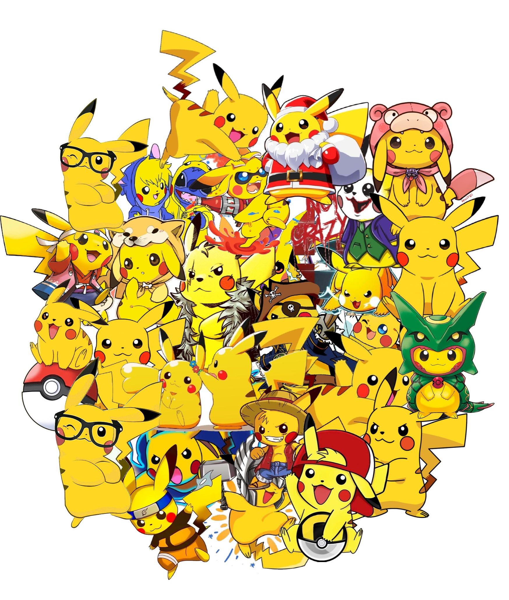Sticker nhãn dán Pokémon Pikachu ngộ nghĩnh đáng yêu