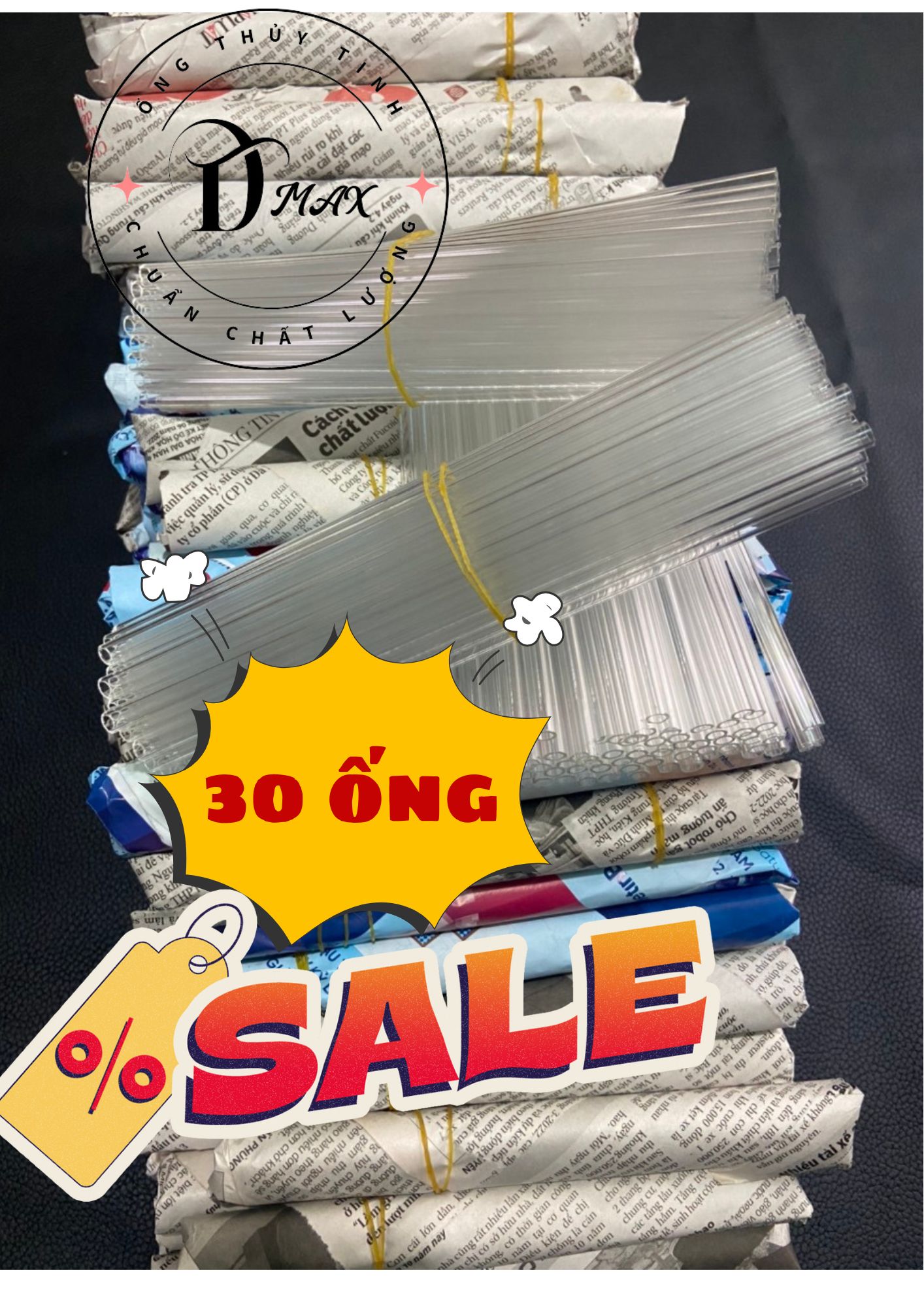 Bộ 30 Ống Thủy Tinh Borosilicate 3.3 Thử Nghiệm Trong Suốt Size 16-25cm