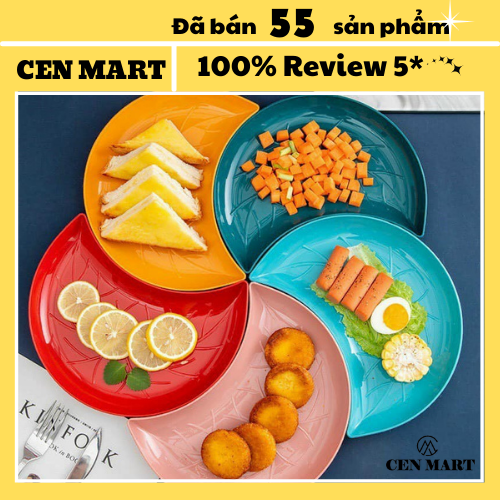Đĩa nhựa decor đồ ăn bánh set 5 đĩa nhựa đẹp hình bán nguyệt decor chụp ảnh siêu xinh CEN MART