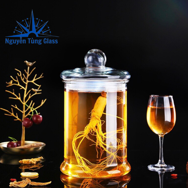 Bình ngâm rươu thuỷ tinh trụ trơn 6 lít không van