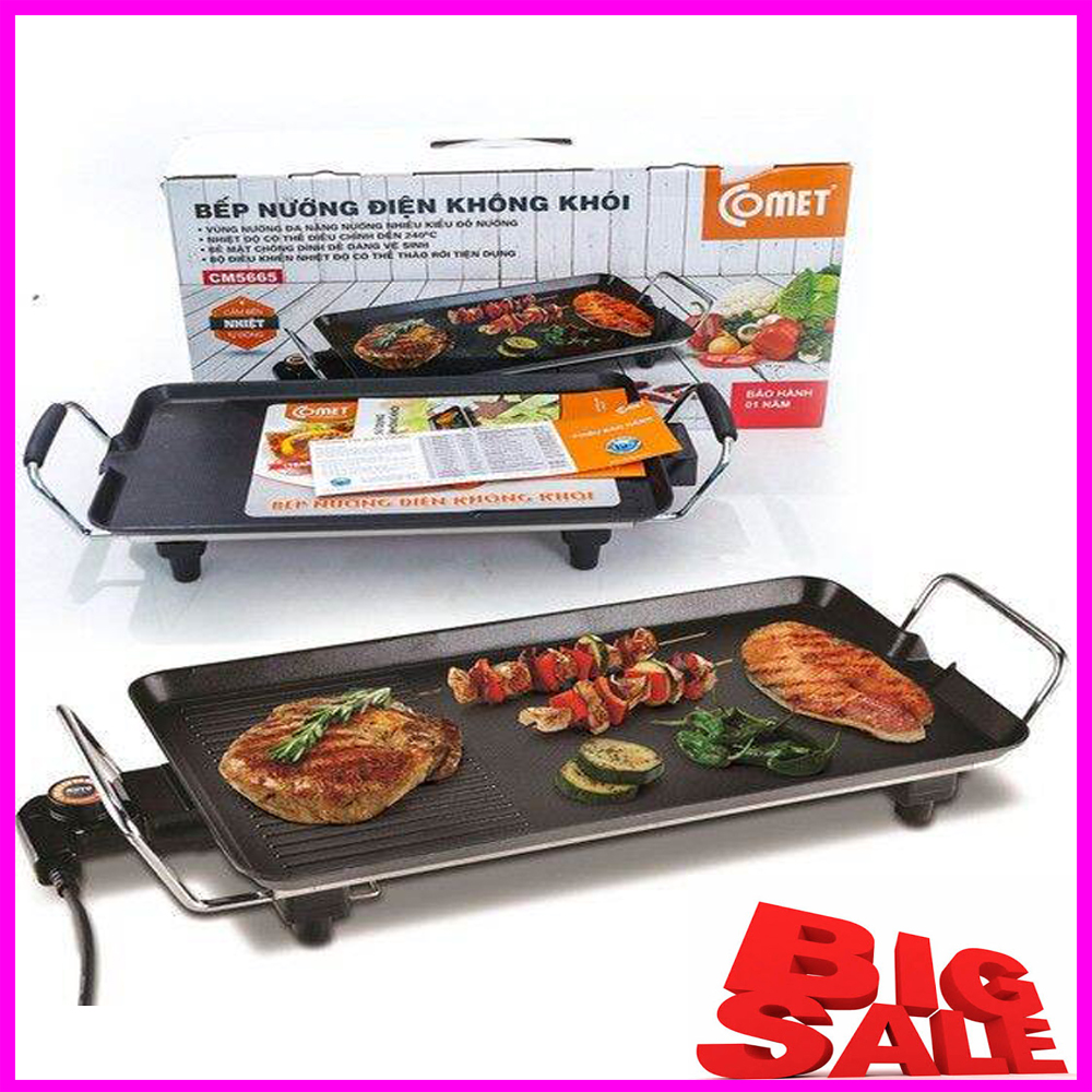 Bếp Nướng Điện Không Khói Cao Cấp COMET CM5665 Công suất 1400W 5 mức điều chỉnh nhiệt độ , Mặt bếp chống dính , hấp thụ nhiệt nhanh, tiện dụng, an toàn, dễ dàng vệ sinh