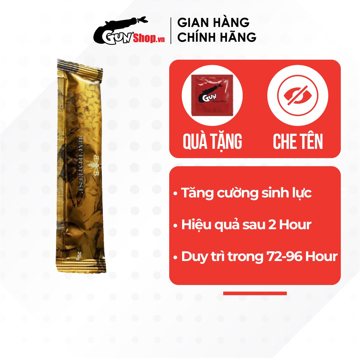 [1 gói] Tinh chất mật ong tăng cường sức khoẻ nam giới Hachimitsu | Gói 20gr | GUNSHOP VIỆT NAM