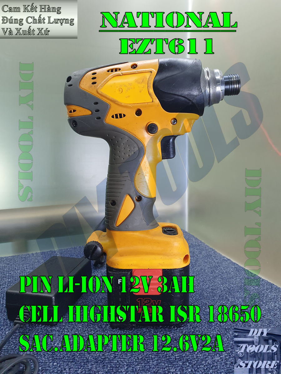 Máy Bắn Vít Nội Địa Nhật National EZT611, 12v 3AH, Nội Thất Nguyên Zin Và Như Mới, Ngoại Hình Mới Trên 85%, Hoạt Động Ổn Định Full Chức Năng (Máy Khoan Và Bắn Vít Dùng Pin)(DIY TOOLS)