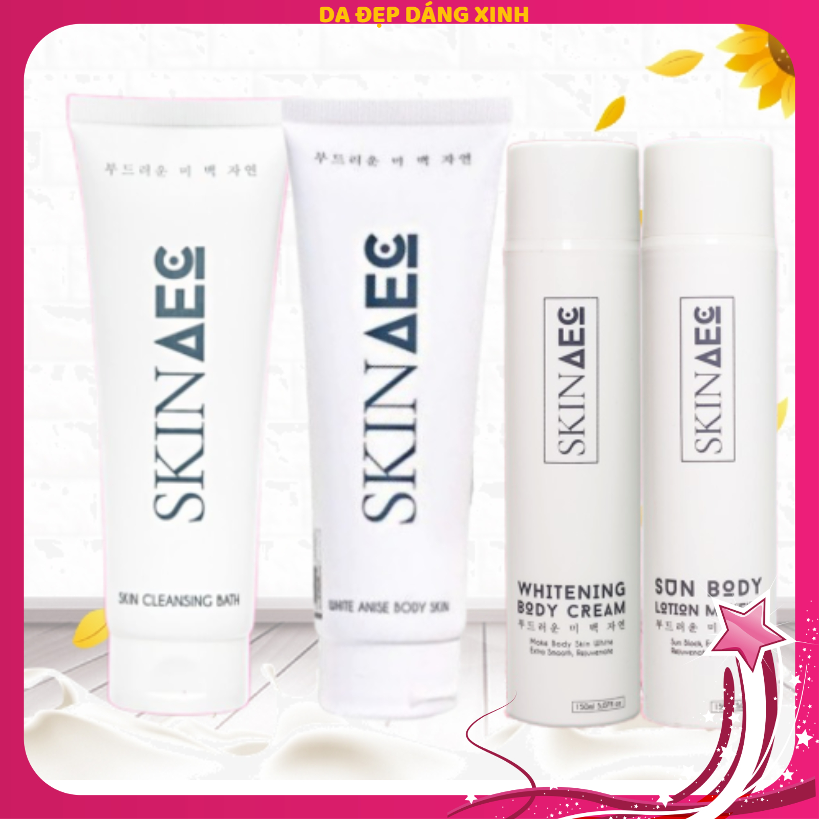 TRẮNG DA Bộ Sản Phẩm Tắm Và Dưỡng Trắng Da SKIN AEC