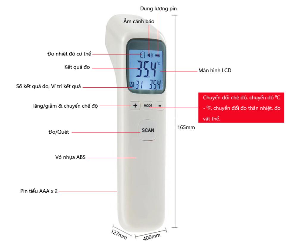 Máy nhiệt kế đo trán hồng ngoại điện tử infrared thermometer ck - t1502