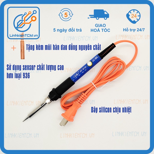 Mỏ hàn điều chỉnh nhiệt JF-516 60W tặng kèm tip hàn đồng type K nóng cực nhanh dùng chung tip hàn với máy hàn hakko 936