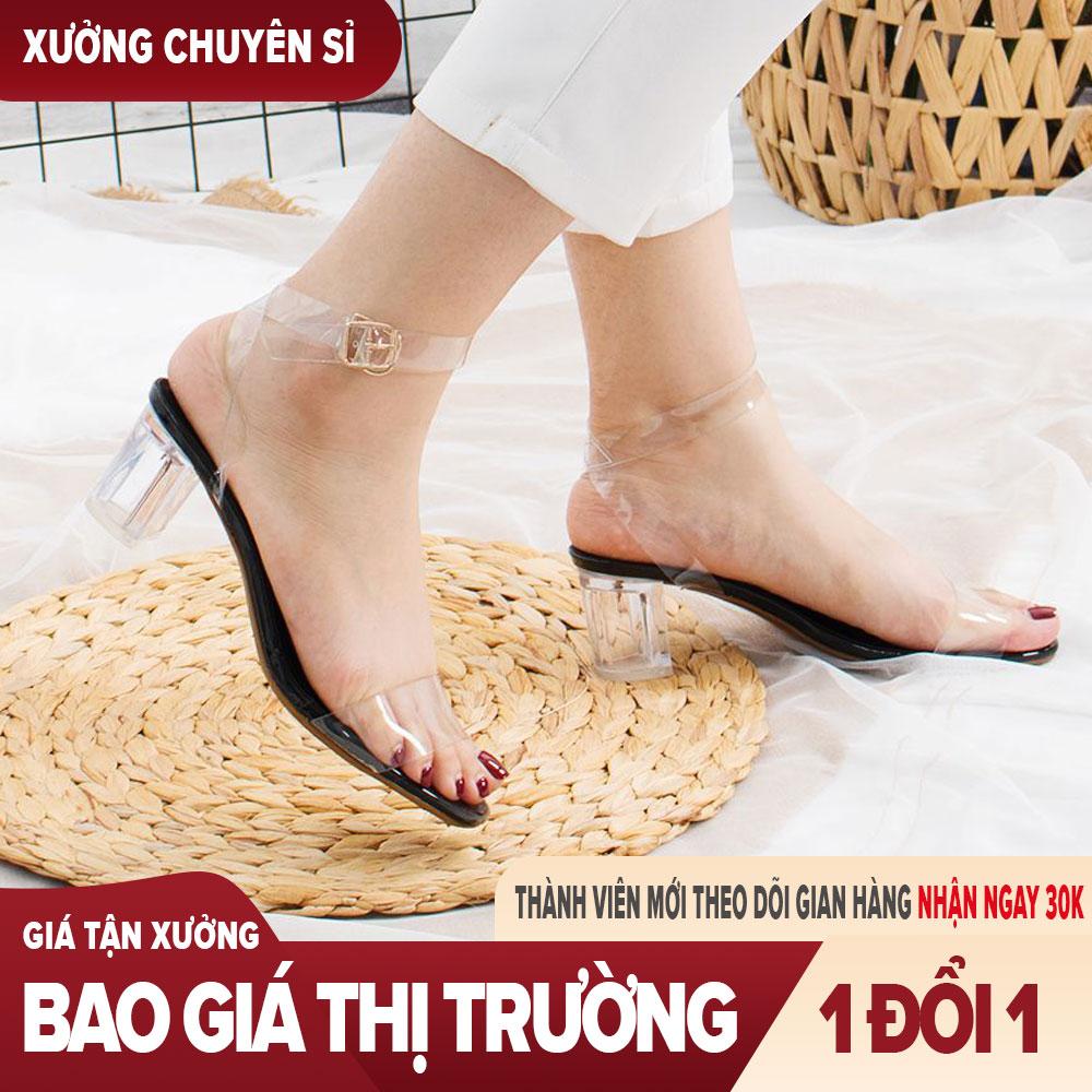 Giày nữ, giày cao gót block heels quai trong đế vuông cao 5cm - EM010 (BA)