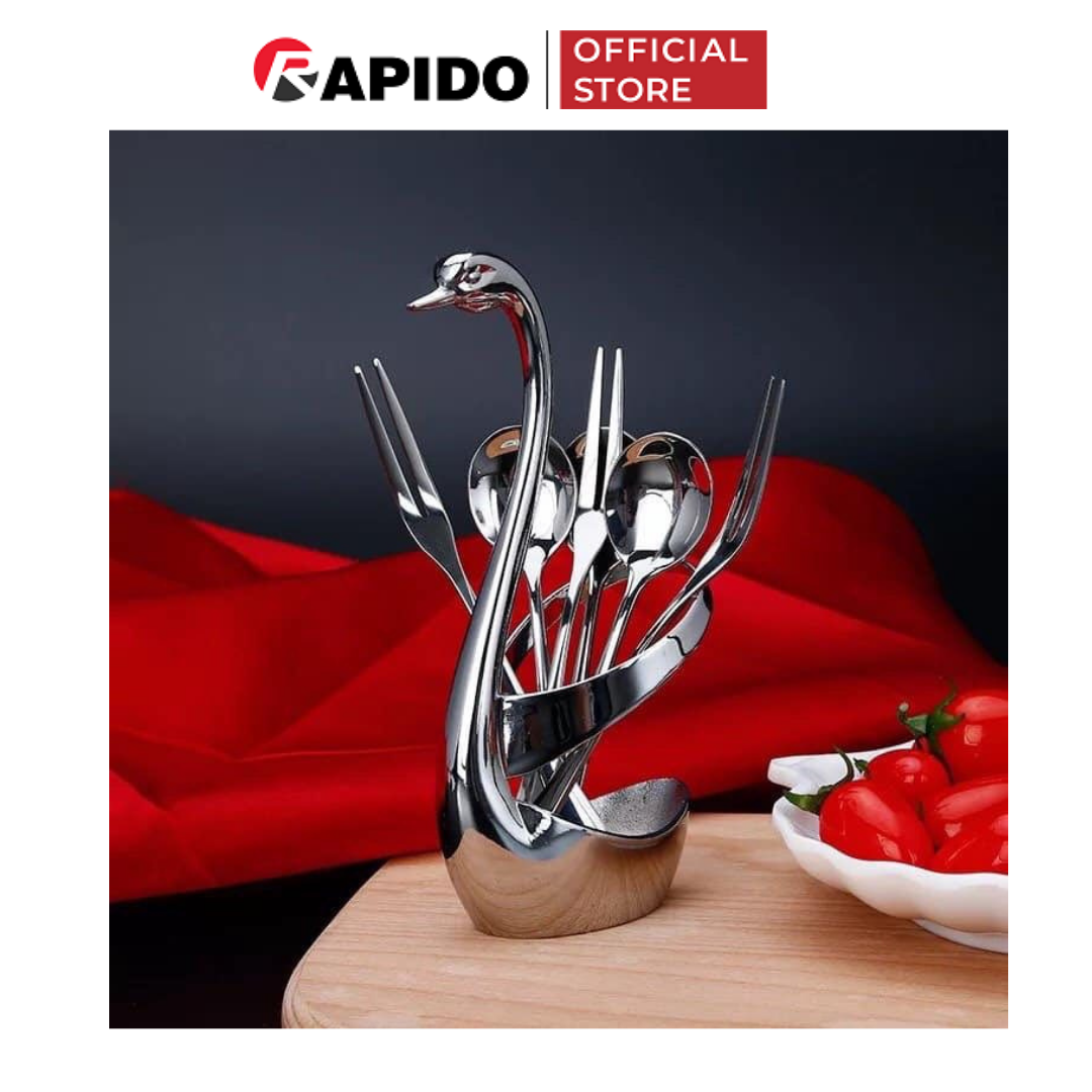 Bộ thìa dĩa Swan thiên nga Rapido inox 304 cao cấp - hàng chính hãng