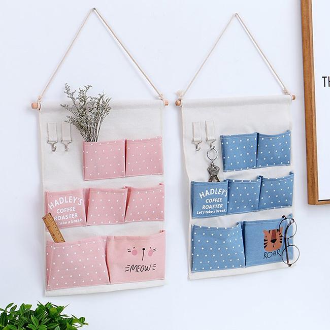 Túi vải treo tường đựng đồ 7 ngăn hoạt hình -Quà Trực Tuyến