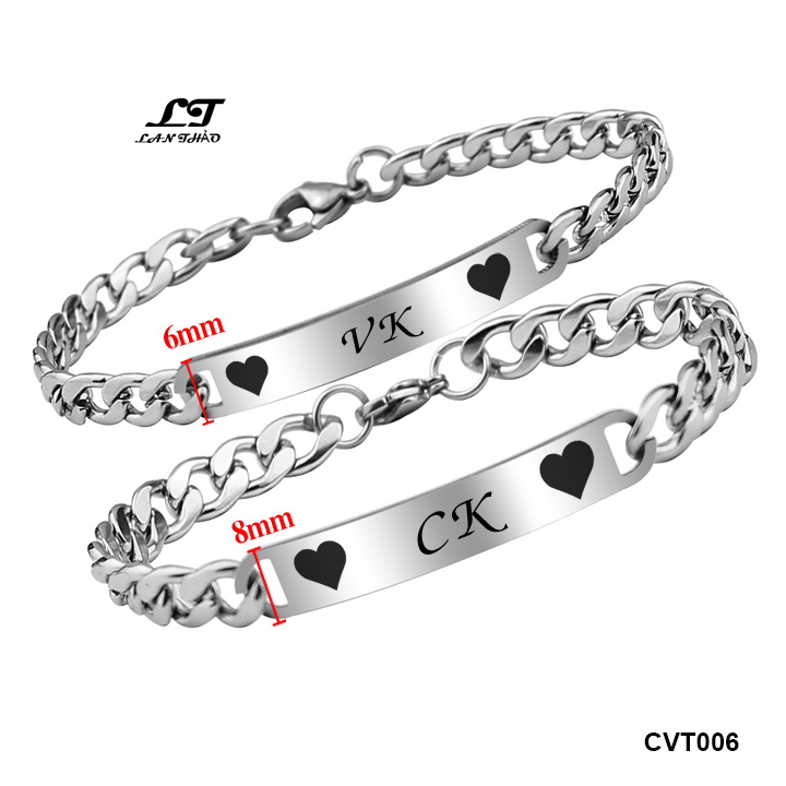Lắc tay cặp đôi ck-vk cực đáng yêu cvt006 không đen không gỉ sét