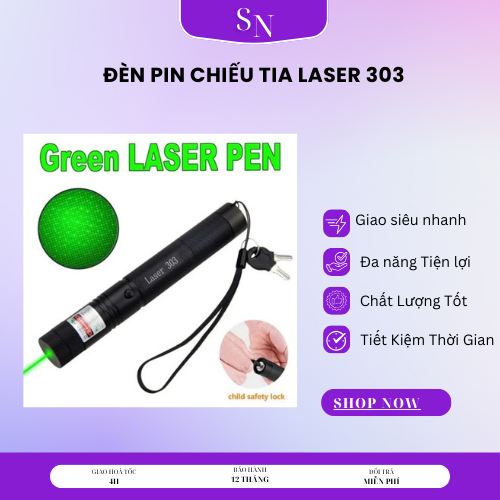 Đèn Pin Chiếu Tia Laser 303 Cao Cấp Đèn Laser - Bút Laze Lazer 303 Tia Xanh/Đỏ Cực Sáng Công Suất Lớn Chiếu Xa 3km Tặng Kèm P..I..N Và Sạc Đèn pin Laser 303 tia laze xanh lá, màu đỏ thuyết trình, giảng dạy đa năng Chính Hãng Suno Top