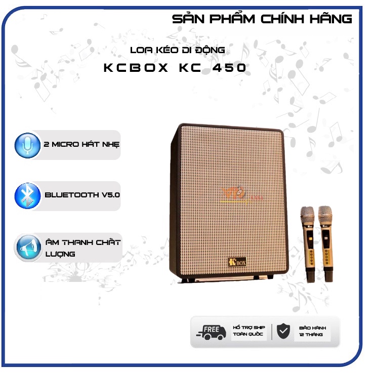 Loa kéo Kcbox KC 450, 2 Micro UHF kim loại, loa mini hát hay Hot 2022