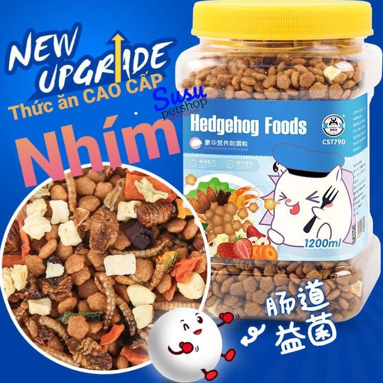 Thức ăn cho Nhím Cao cấp có sâu+nhộng+rau+trái cây JONSANTY